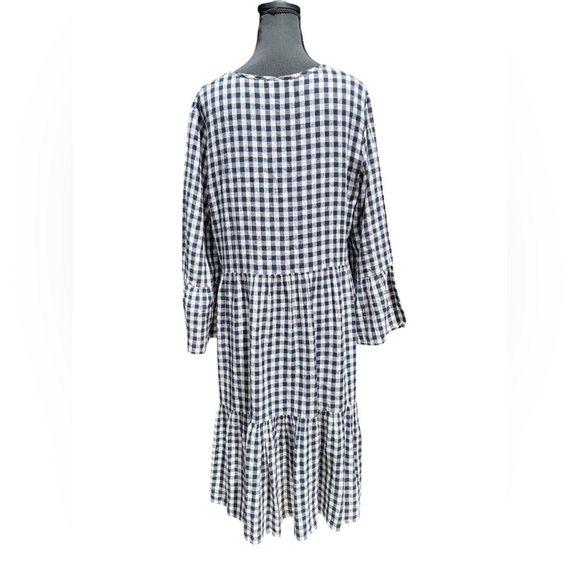 Hartford NWOT Rain Woven Dress, Blue Gingham, French Size 3 Large, Bell Sleeves - Picture 6 of 10